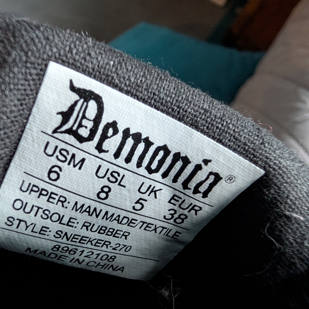 Demonia Black Canvas High-Top Sneakers - Picture 6 of 7